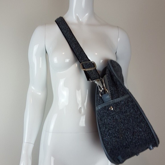 Vintage 70's Skyway Blue Tweed Travel Bag - Picture 2 of 8